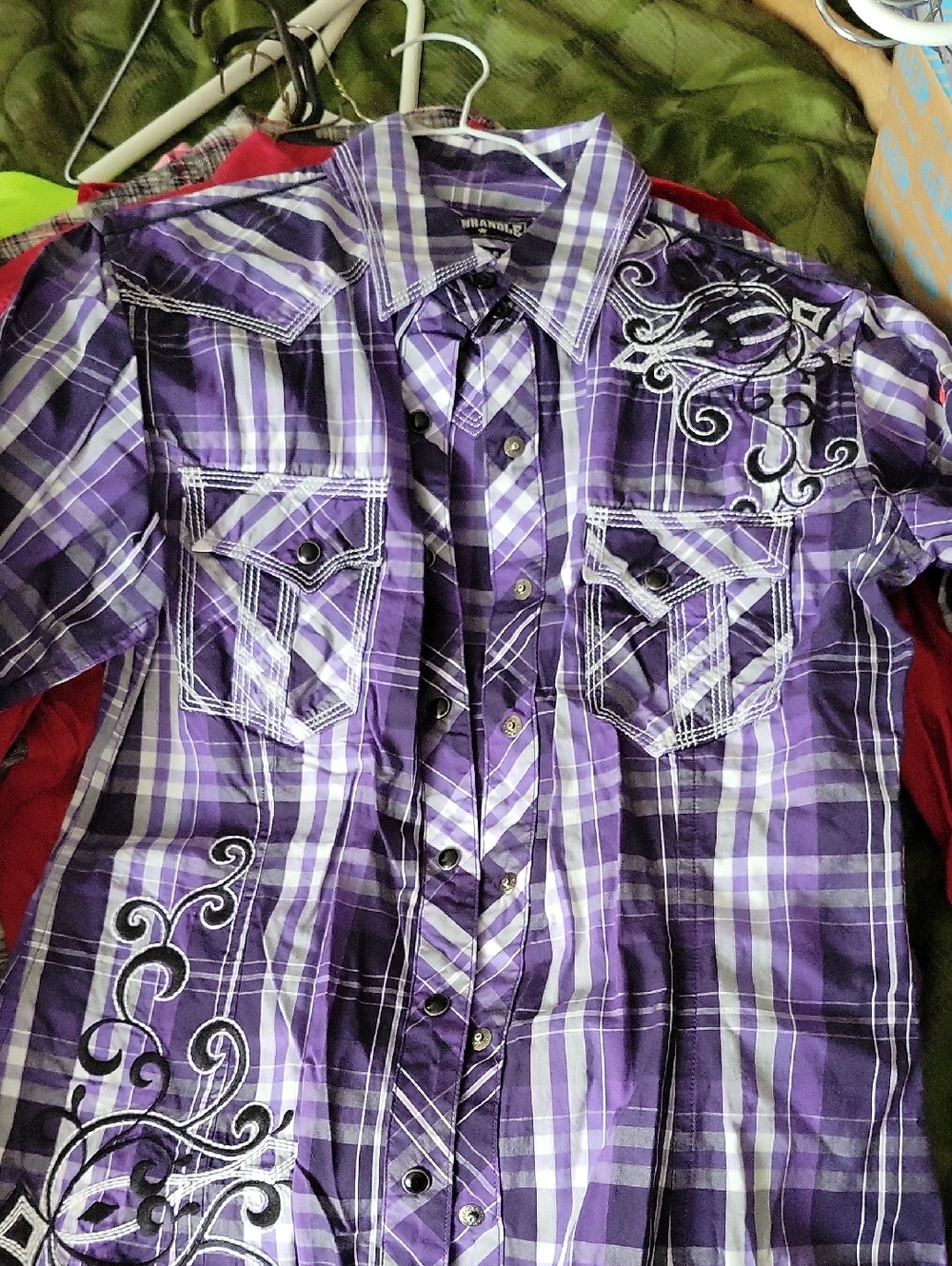 Panhandle Slim Purple Plaid Western Snap-Front Shirt